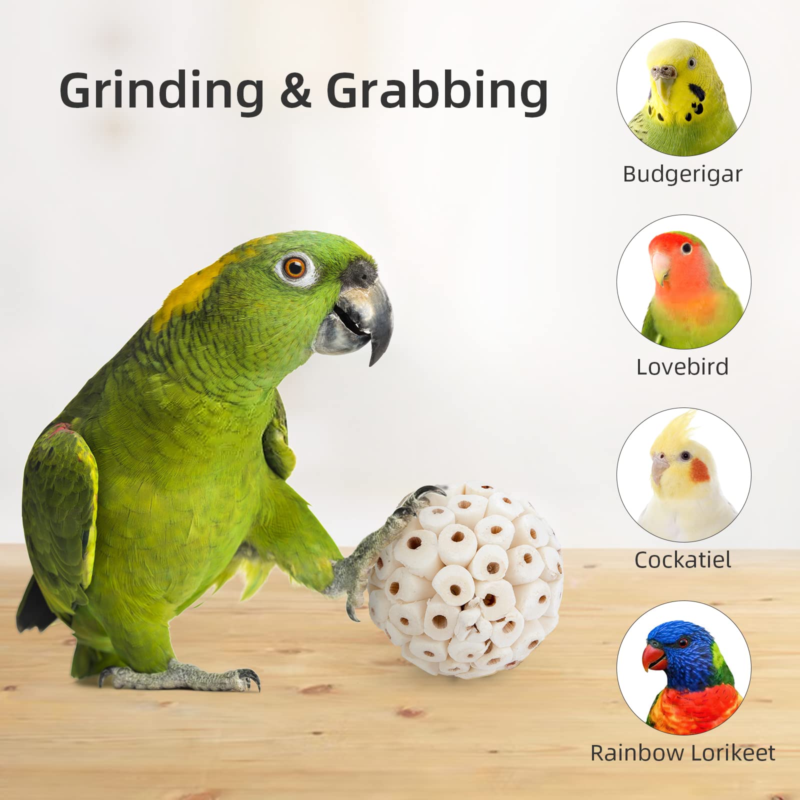 Andwe Bird Toy Sola Balls - Natural Soft Chew Shredding & Foraging Toy For Cockatiel Conure Quaker Parrot Budgie Parakeet Rabbit